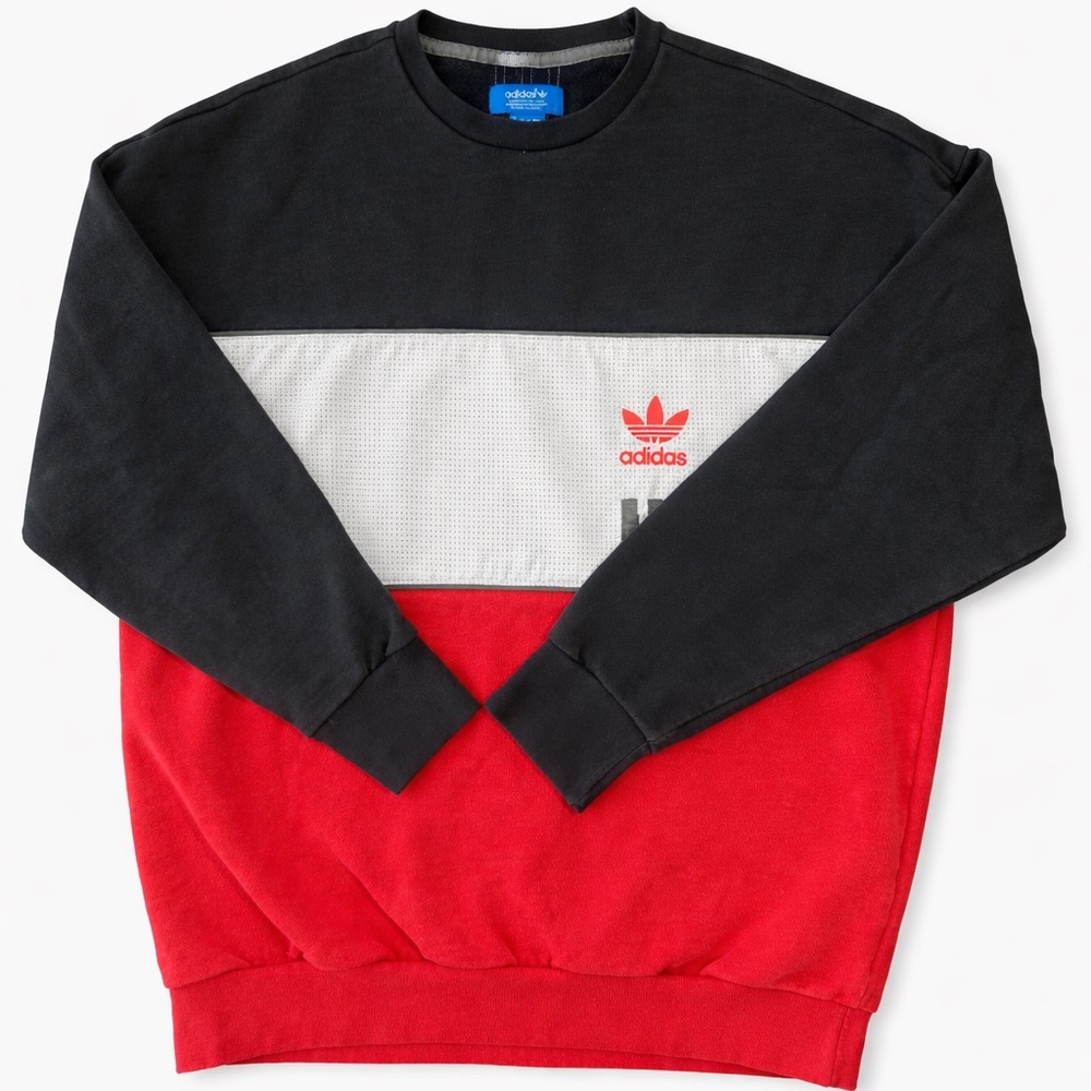 Vintage Adidas Originals Men’s Colorblock Crewneck Sweatshirt - Black/white/red